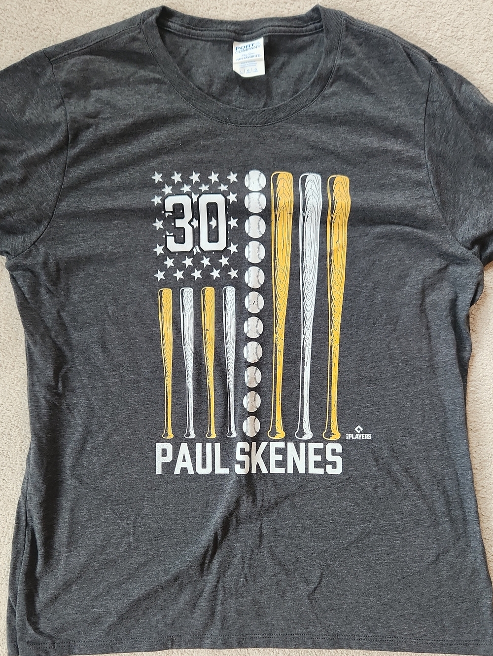 Baseball American Flag Paul Skenes Pittsburgh Baseball MLBPA T-Shirt - Large